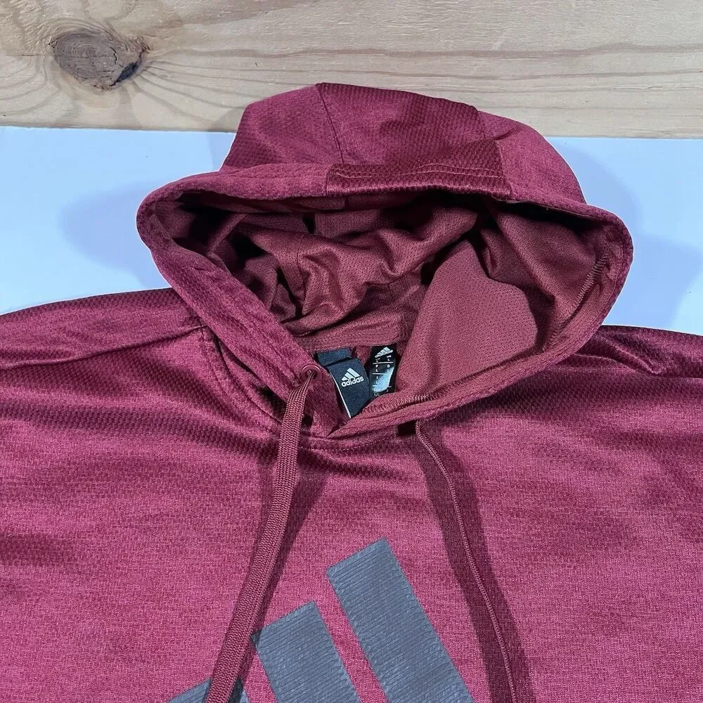 Adidas Climawarm Burbundy Logo Pullover Hoodie Sweatshirt Men's Size Large